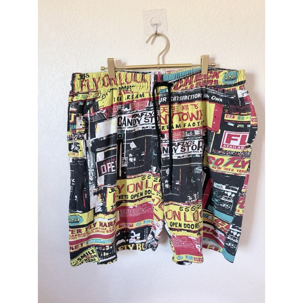 Born Fly Street Style Graphic Sweat Shorts Mens‎ 3XL Stretch Pockets